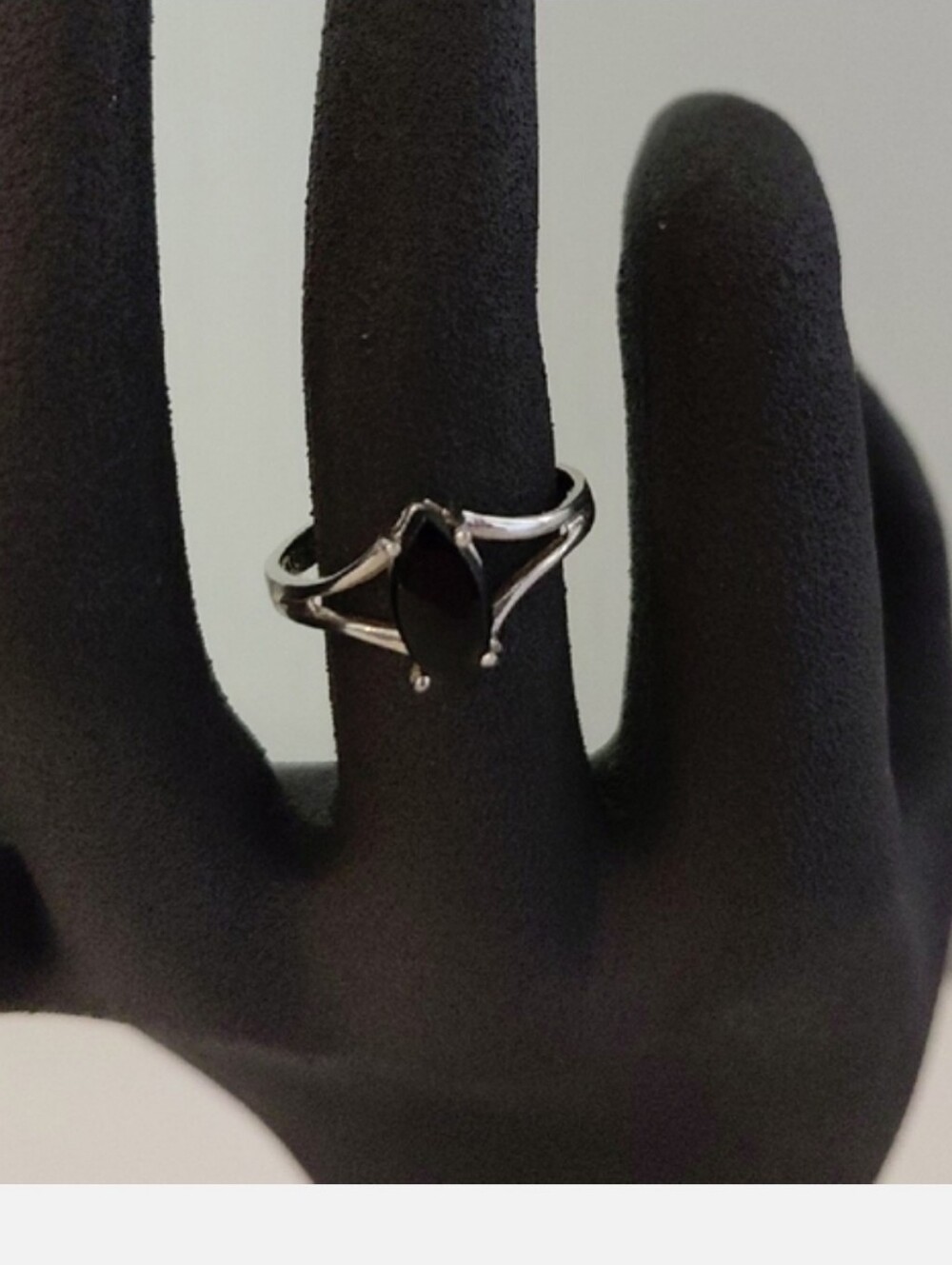 Source Unknown Black Marquise Stone Silver-Tone Ring - Women Jewelry
